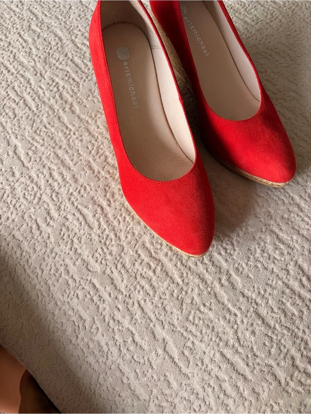 Eric Michael Red Suede Wedge Espadrille